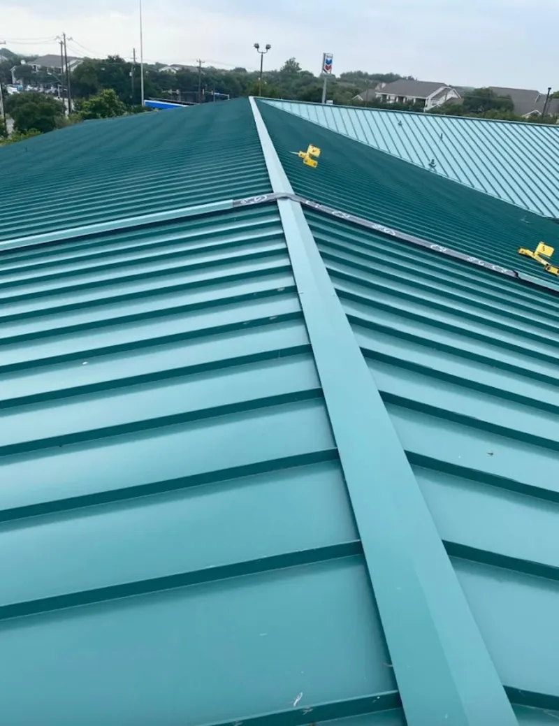 Green commercial metal roof ridge and valley for Metal Roof Repair in Lexington Park